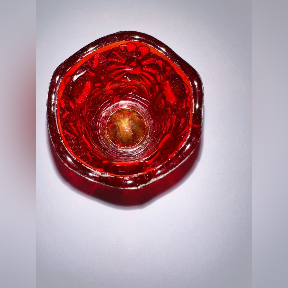 Fenton Ruby Red Floral Embossed Compote - Picture 4 of 11